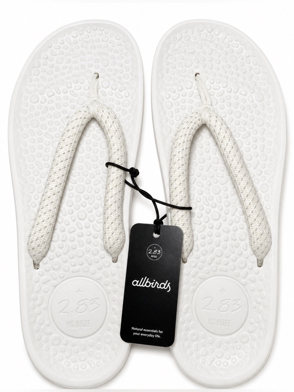 Allbirds Sugar Zeffers Flip Flops Blizzard White Men’s 13 Women’s 15 NWT